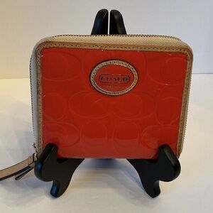 Coach Vibrant Orange and Tan Wallet/Wristlet